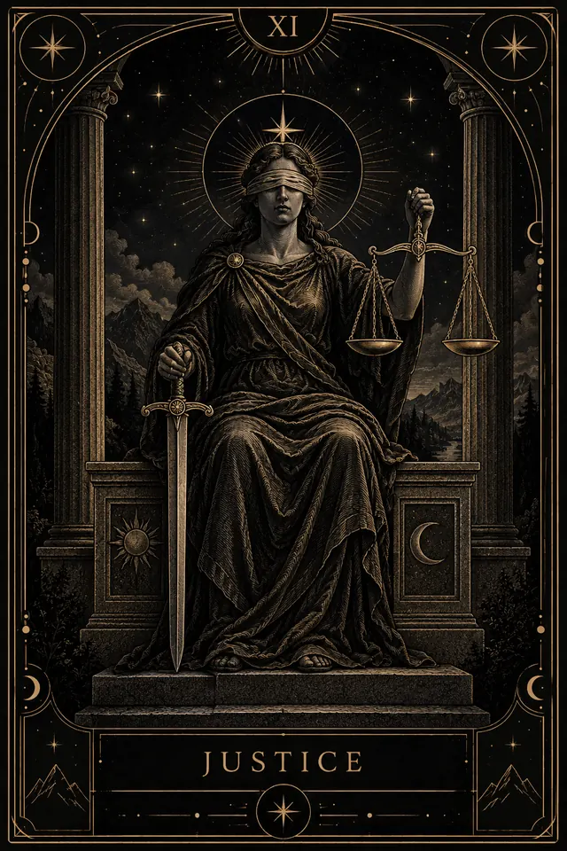 Justice tarot card illustration by Hunch