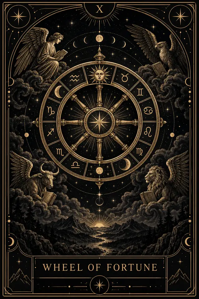 Wheel of Fortune tarot card illustration by Hunch
