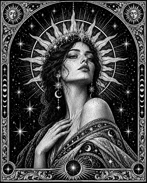 Celestial editorial portrait representing Hunch personal tarot art