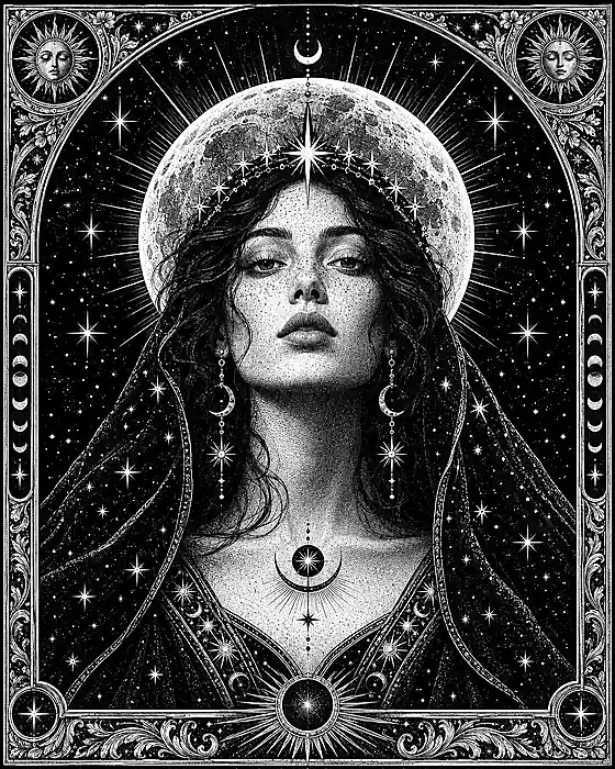 Celestial portrait for Hunch AI tarot art